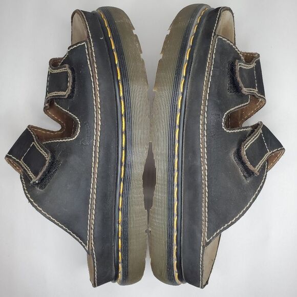 Dr Martens Men's Black Leather Sandals with Velcro Straps Size 12 - Picture 7 of 10